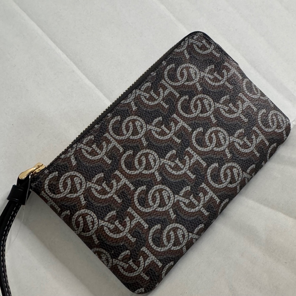 Coach Black‎ and Brown Monogram Wristlet